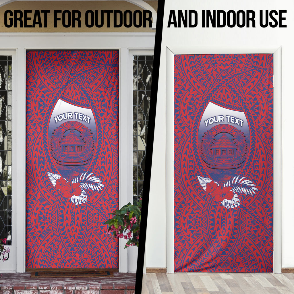 Personalised Faleula Samoa Village Door Cover Falefa Valley Polynesian Tribal Hibiscus Floral