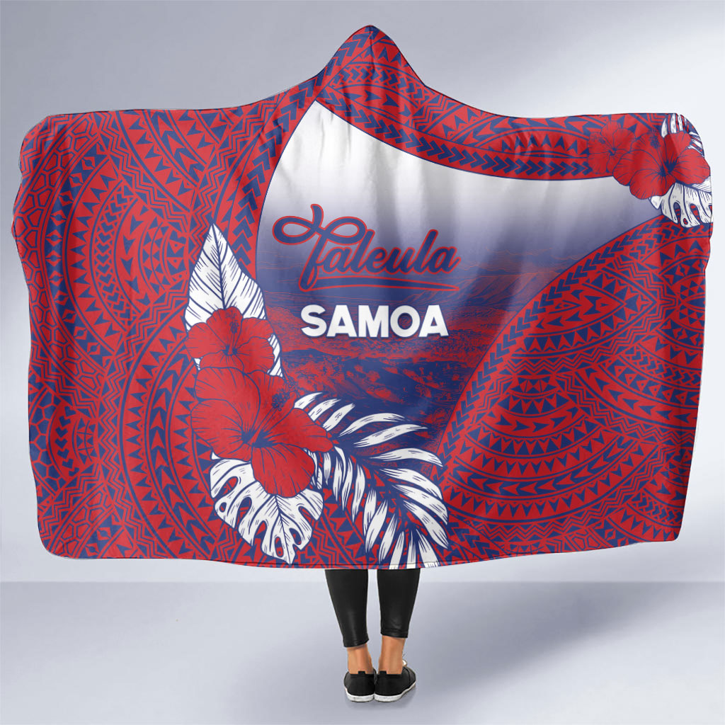 Faleula Samoa Village Hooded Blanket Falefa Valley Polynesian Tribal Hibiscus Floral DT05 One Size Red - Polynesian Pride