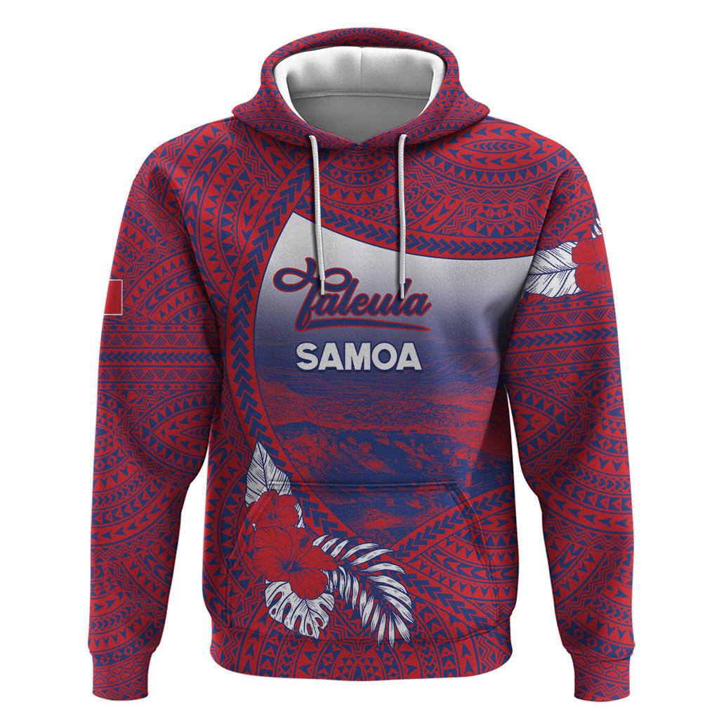 Personalised Faleula Samoa Village Hoodie Falefa Valley Polynesian Tribal Hibiscus Floral