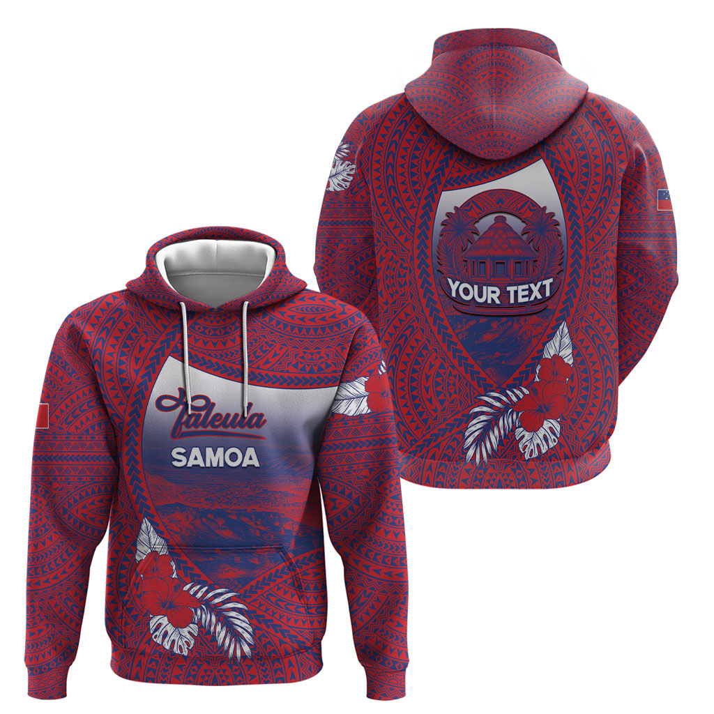 Personalised Faleula Samoa Village Hoodie Falefa Valley Polynesian Tribal Hibiscus Floral