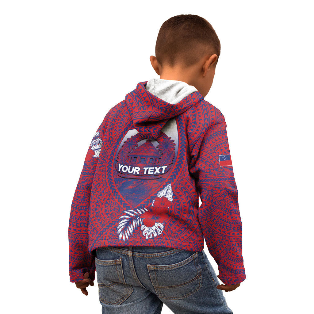 Personalised Faleula Samoa Village Kid Hoodie Falefa Valley Polynesian Tribal Hibiscus Floral