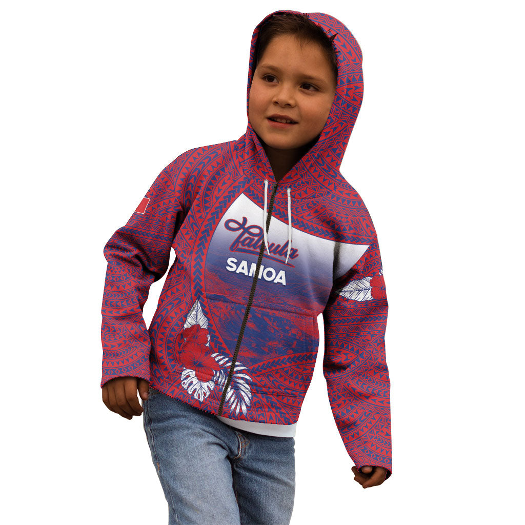 Personalised Faleula Samoa Village Kid Hoodie Falefa Valley Polynesian Tribal Hibiscus Floral