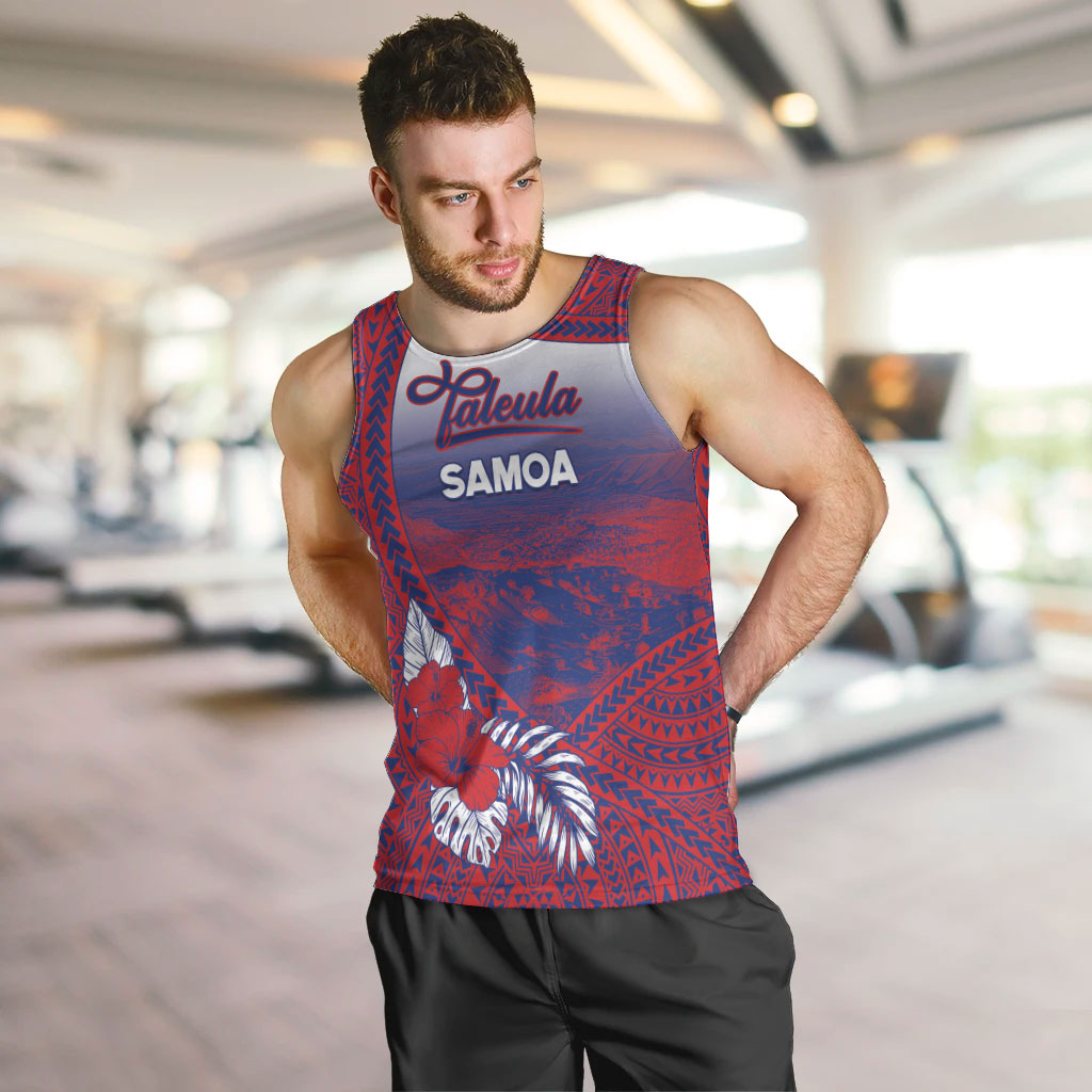 Personalised Faleula Samoa Village Men Tank Top Falefa Valley Polynesian Tribal Hibiscus Floral DT05 Red - Polynesian Pride