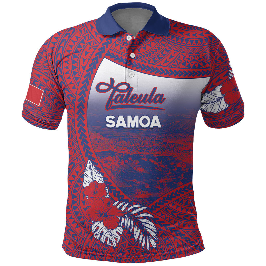 Personalised Faleula Samoa Village Polo Shirt Falefa Valley Polynesian Tribal Hibiscus Floral
