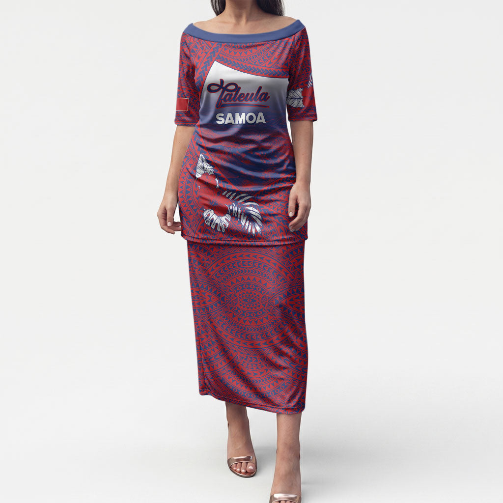 Personalised Faleula Samoa Village Puletasi Falefa Valley Polynesian Tribal Hibiscus Floral DT05 Long Dress Red - Polynesian Pride