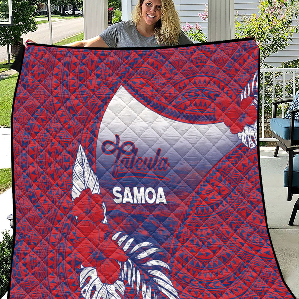Faleula Samoa Village Quilt Falefa Valley Polynesian Tribal Hibiscus Floral DT05 Red - Polynesian Pride