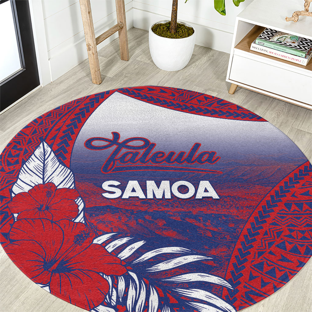 Faleula Samoa Village Round Carpet Falefa Valley Polynesian Tribal Hibiscus Floral DT05 Red - Polynesian Pride