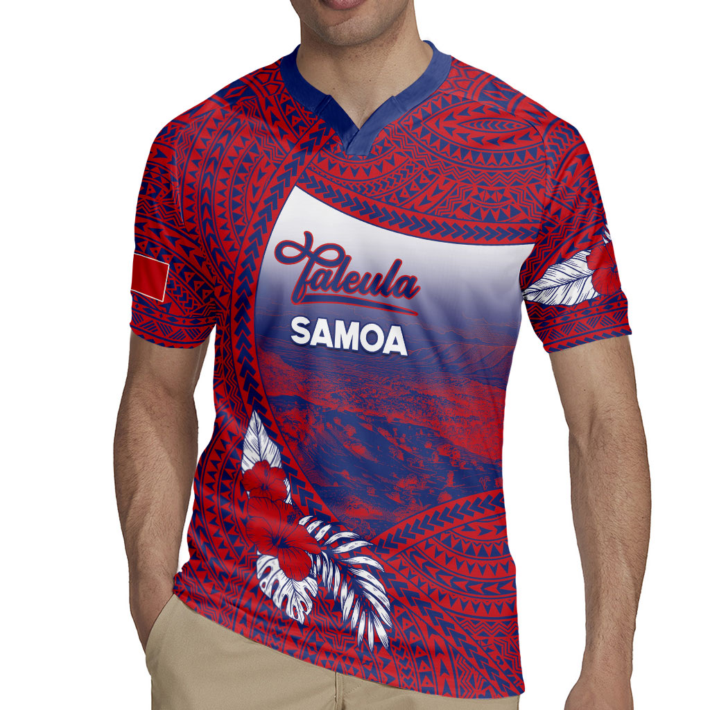 Personalised Faleula Samoa Village Rugby Jersey Falefa Valley Polynesian Tribal Hibiscus Floral