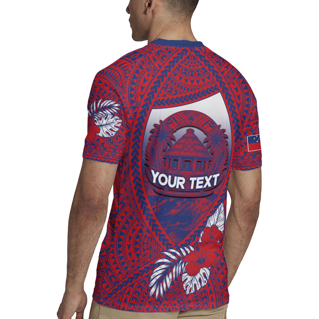 Personalised Faleula Samoa Village Rugby Jersey Falefa Valley Polynesian Tribal Hibiscus Floral