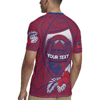Personalised Faleula Samoa Village Rugby Jersey Falefa Valley Polynesian Tribal Hibiscus Floral