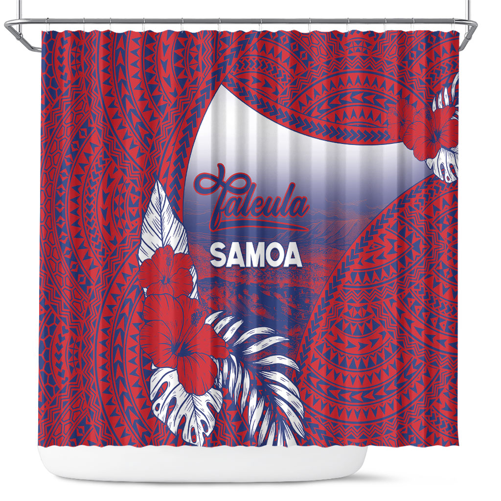 Faleula Samoa Village Shower Curtain Falefa Valley Polynesian Tribal Hibiscus Floral DT05 Red - Polynesian Pride