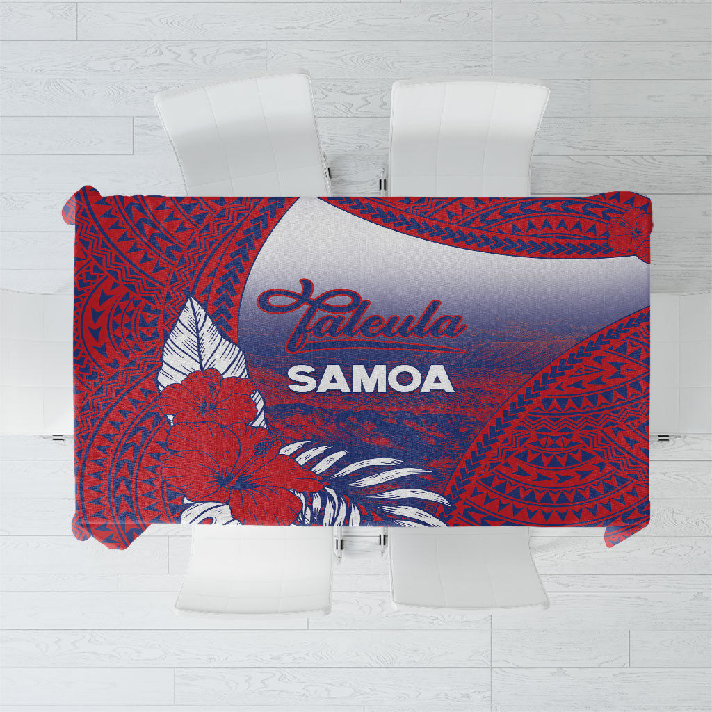 Faleula Samoa Village Tablecloth Falefa Valley Polynesian Tribal Hibiscus Floral DT05 Red - Polynesian Pride