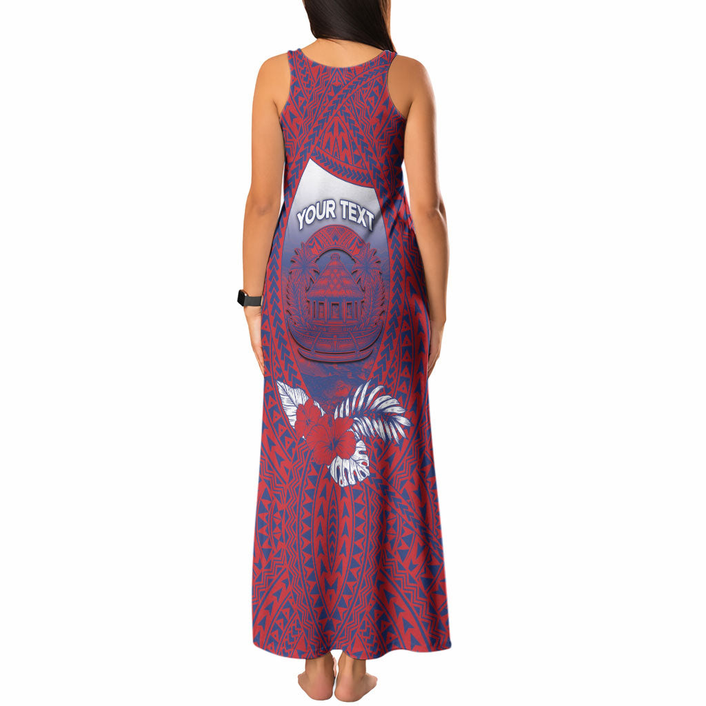 Personalised Faleula Samoa Village Tank Maxi Dress Falefa Valley Polynesian Tribal Hibiscus Floral