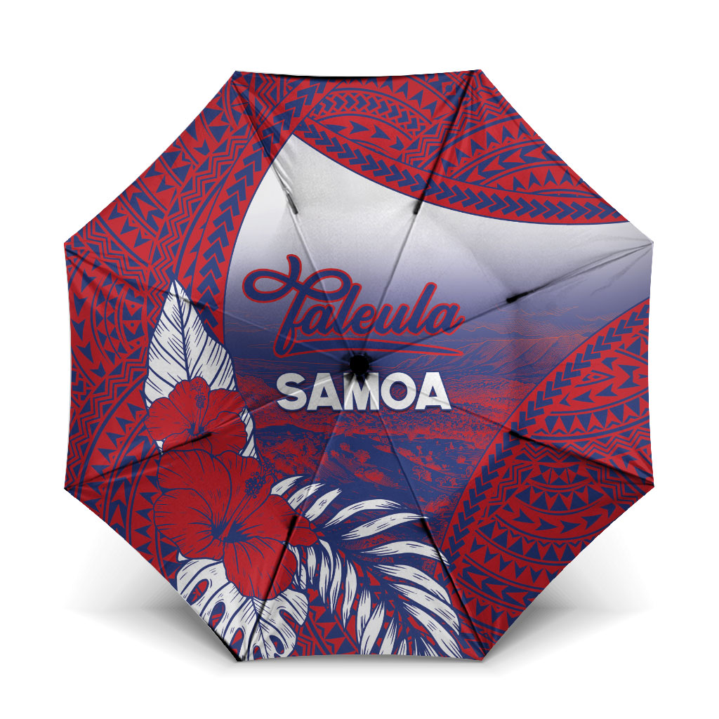 Faleula Samoa Village Umbrella Falefa Valley Polynesian Tribal Hibiscus Floral DT05 One Size Folded 11.42 inch Opened Diameter 37.4 inch Red - Polynesian Pride