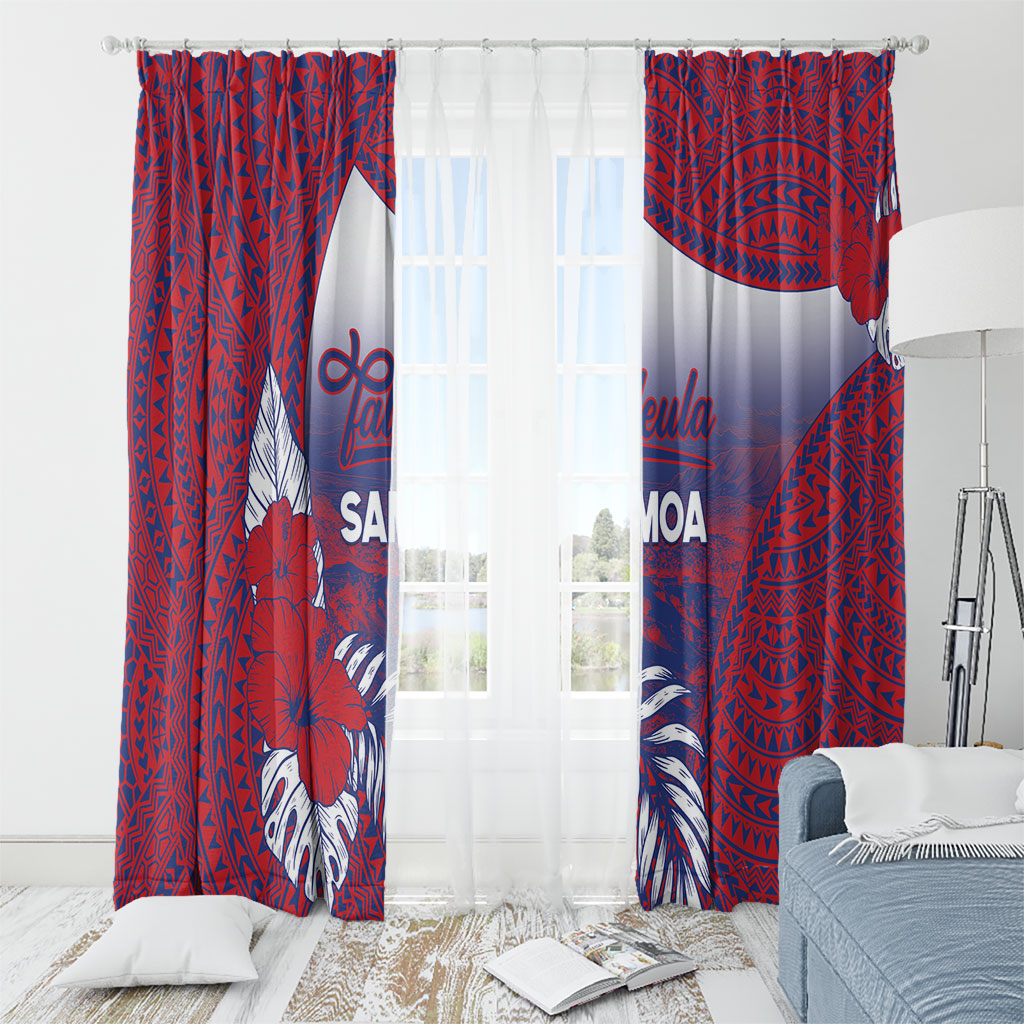 Faleula Samoa Village Window Curtain Falefa Valley Polynesian Tribal Hibiscus Floral