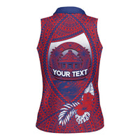 Personalised Faleula Samoa Village Women Sleeveless Polo Shirt Falefa Valley Polynesian Tribal Hibiscus Floral