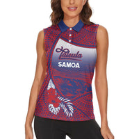Personalised Faleula Samoa Village Women Sleeveless Polo Shirt Falefa Valley Polynesian Tribal Hibiscus Floral