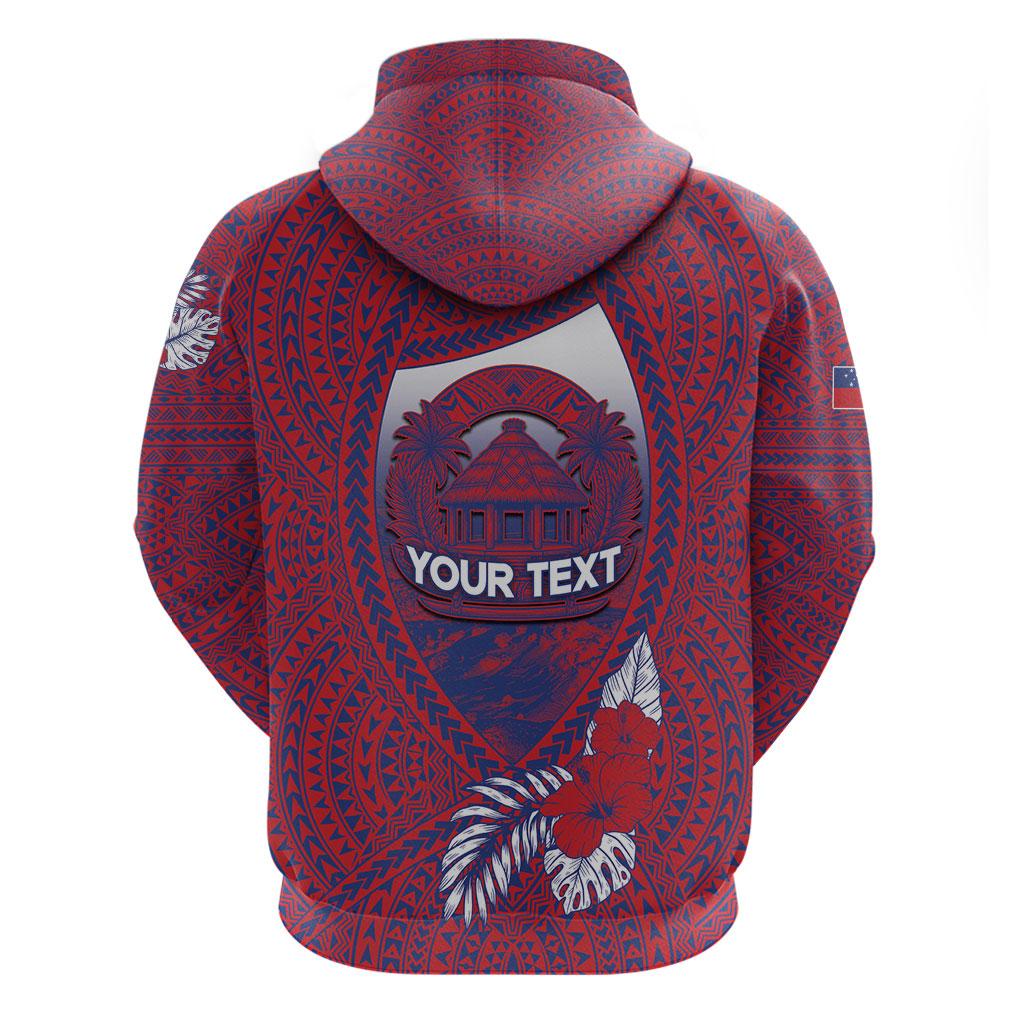 Personalised Faleula Samoa Village Zip Hoodie Falefa Valley Polynesian Tribal Hibiscus Floral