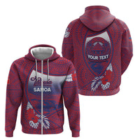 Personalised Faleula Samoa Village Zip Hoodie Falefa Valley Polynesian Tribal Hibiscus Floral