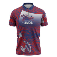 Personalised Faleula Samoa Village Zipper Polo Shirt Falefa Valley Polynesian Tribal Hibiscus Floral