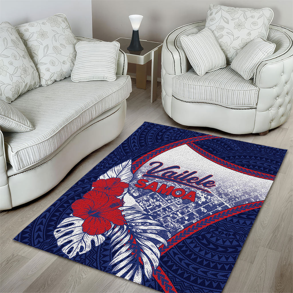 Vailele Samoa Village Area Rug Map Polynesian Tribal Hibiscus Floral