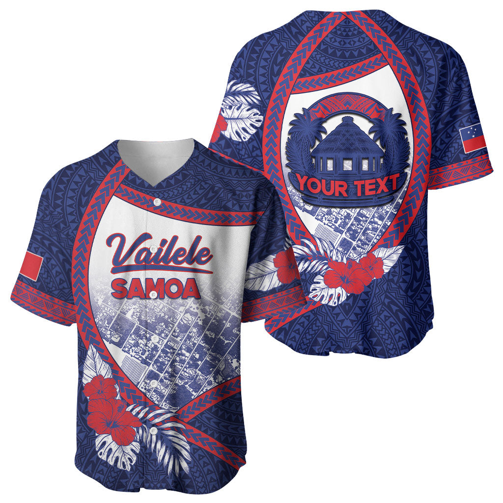Personalised Vailele Samoa Village Baseball Jersey Map Polynesian Tribal Hibiscus Floral DT05 - Polynesian Pride