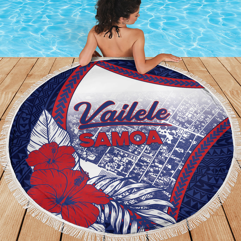 Vailele Samoa Village Beach Blanket Map Polynesian Tribal Hibiscus Floral