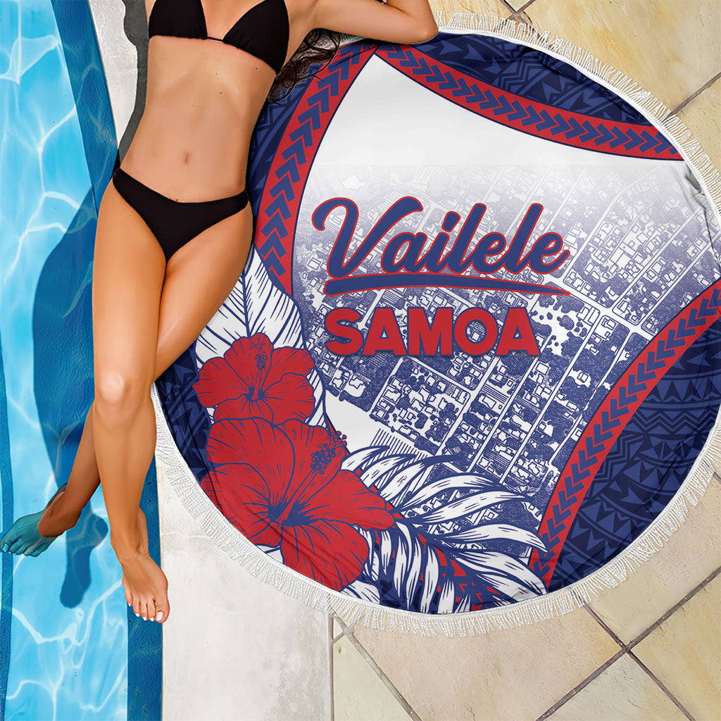 Vailele Samoa Village Beach Blanket Map Polynesian Tribal Hibiscus Floral