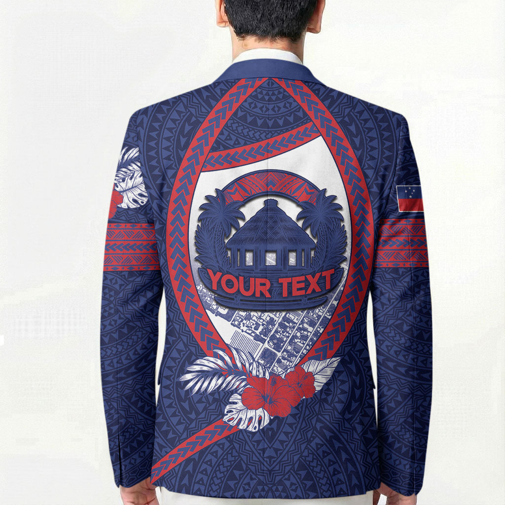Personalised Vailele Samoa Village Blazer Map Polynesian Tribal Hibiscus Floral