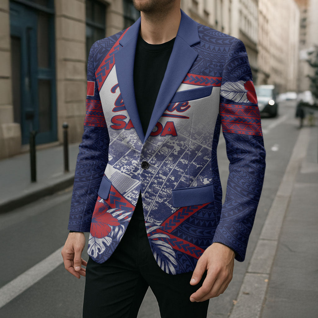 Personalised Vailele Samoa Village Blazer Map Polynesian Tribal Hibiscus Floral