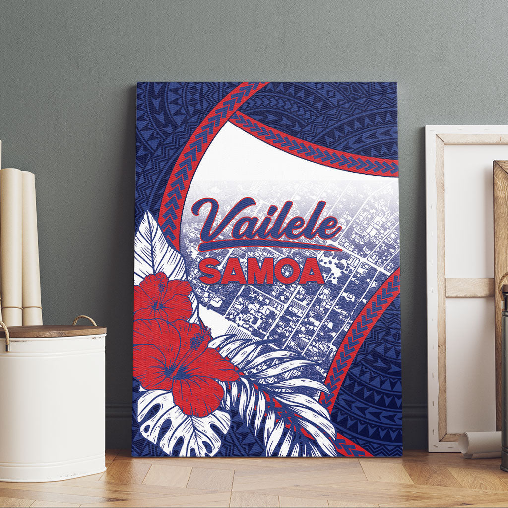Vailele Samoa Village Canvas Wall Art Map Polynesian Tribal Hibiscus Floral