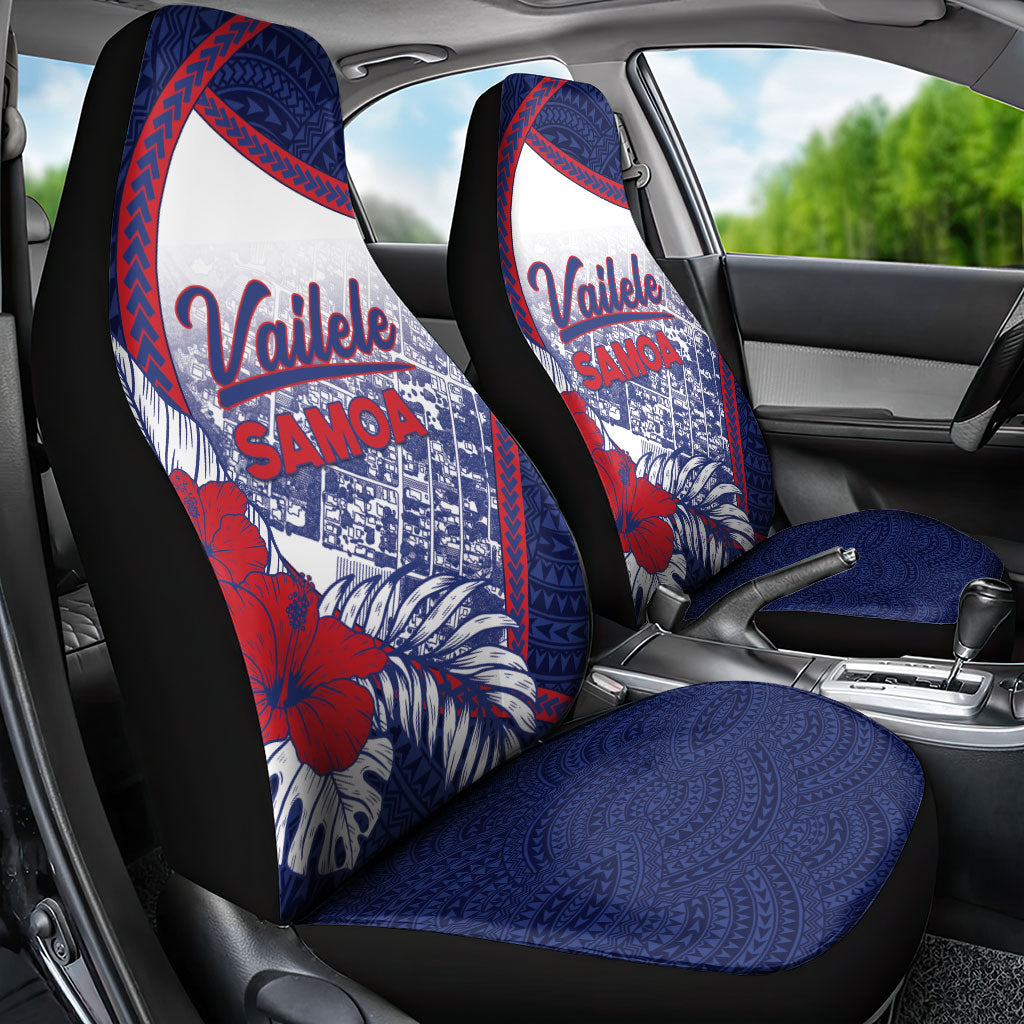 Vailele Samoa Village Car Seat Cover Map Polynesian Tribal Hibiscus Floral
