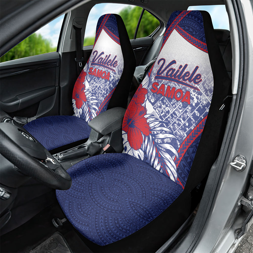 Vailele Samoa Village Car Seat Cover Map Polynesian Tribal Hibiscus Floral