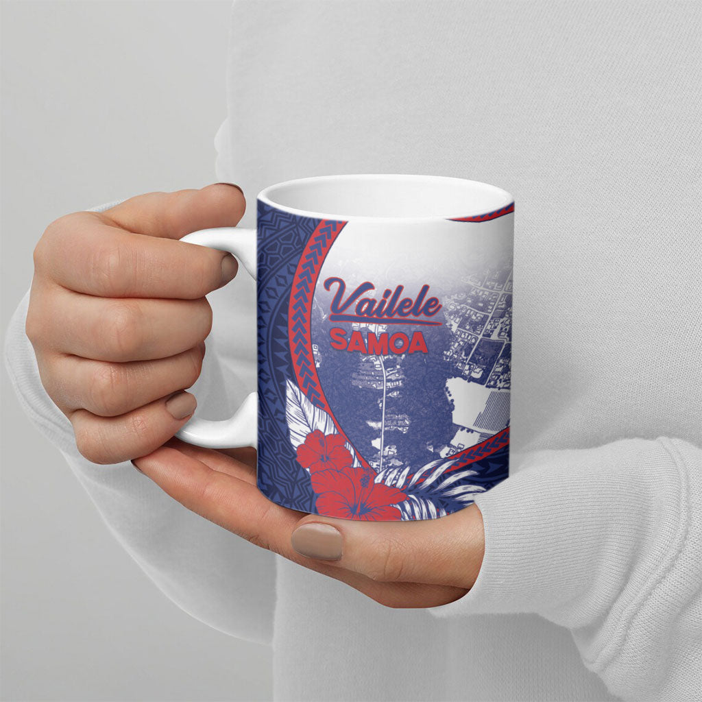 Personalised Vailele Samoa Village Ceramic Mug Map Polynesian Tribal Hibiscus Floral DT05 - Polynesian Pride