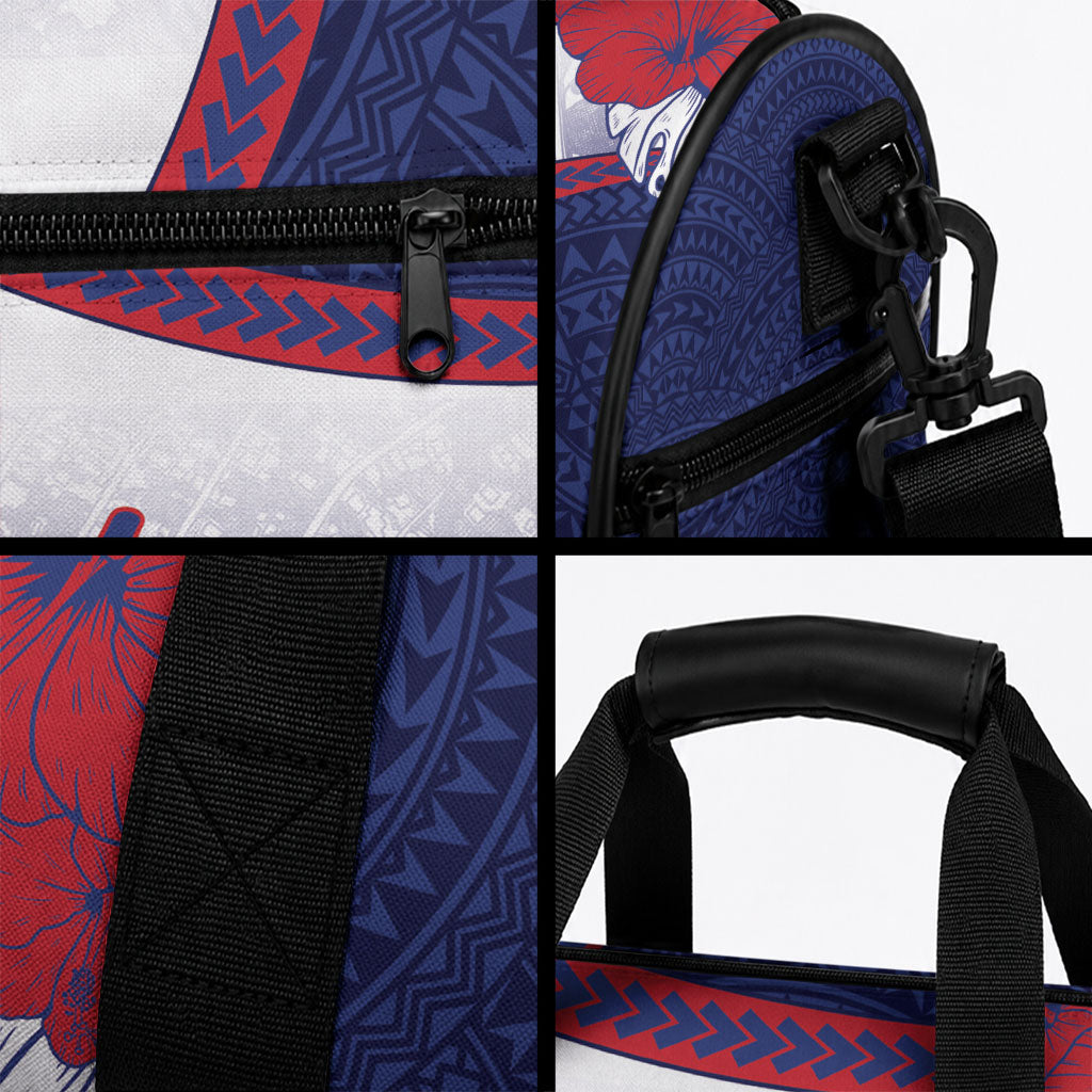 Vailele Samoa Village Duffle Bag Map Polynesian Tribal Hibiscus Floral