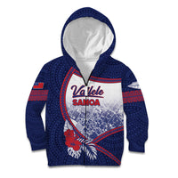 Personalised Vailele Samoa Village Kid Hoodie Map Polynesian Tribal Hibiscus Floral DT05 Zip Hoodie Navy - Polynesian Pride