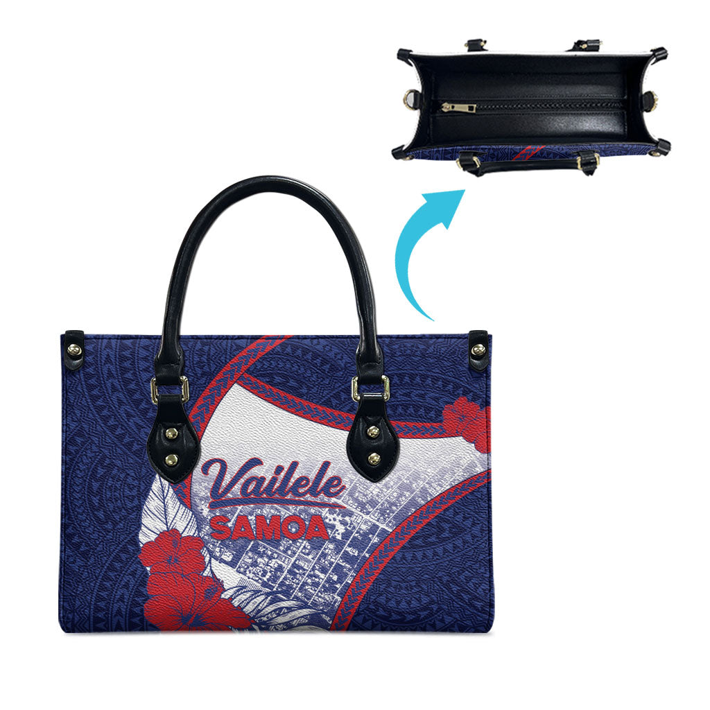 Vailele Samoa Village Leather Bag Map Polynesian Tribal Hibiscus Floral DT05 - Polynesian Pride