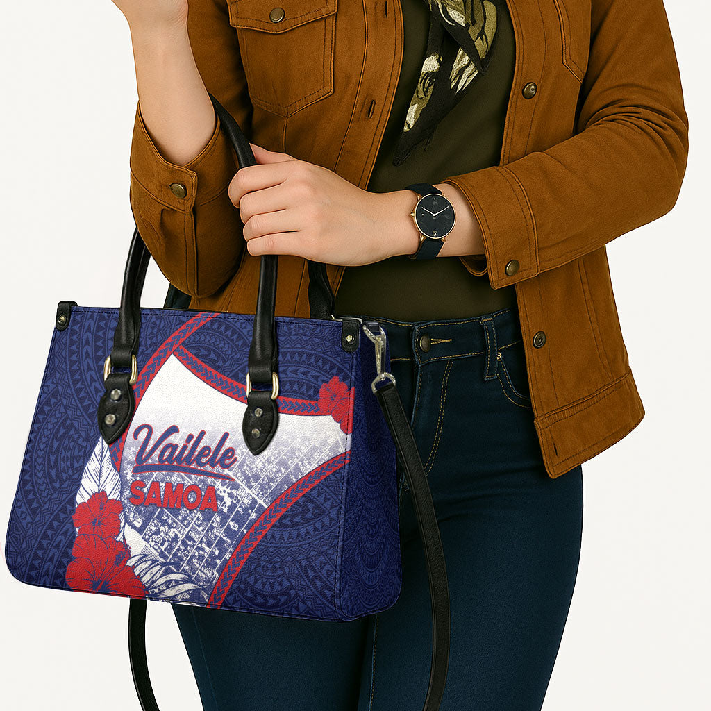 Vailele Samoa Village Leather Bag Map Polynesian Tribal Hibiscus Floral DT05 - Polynesian Pride