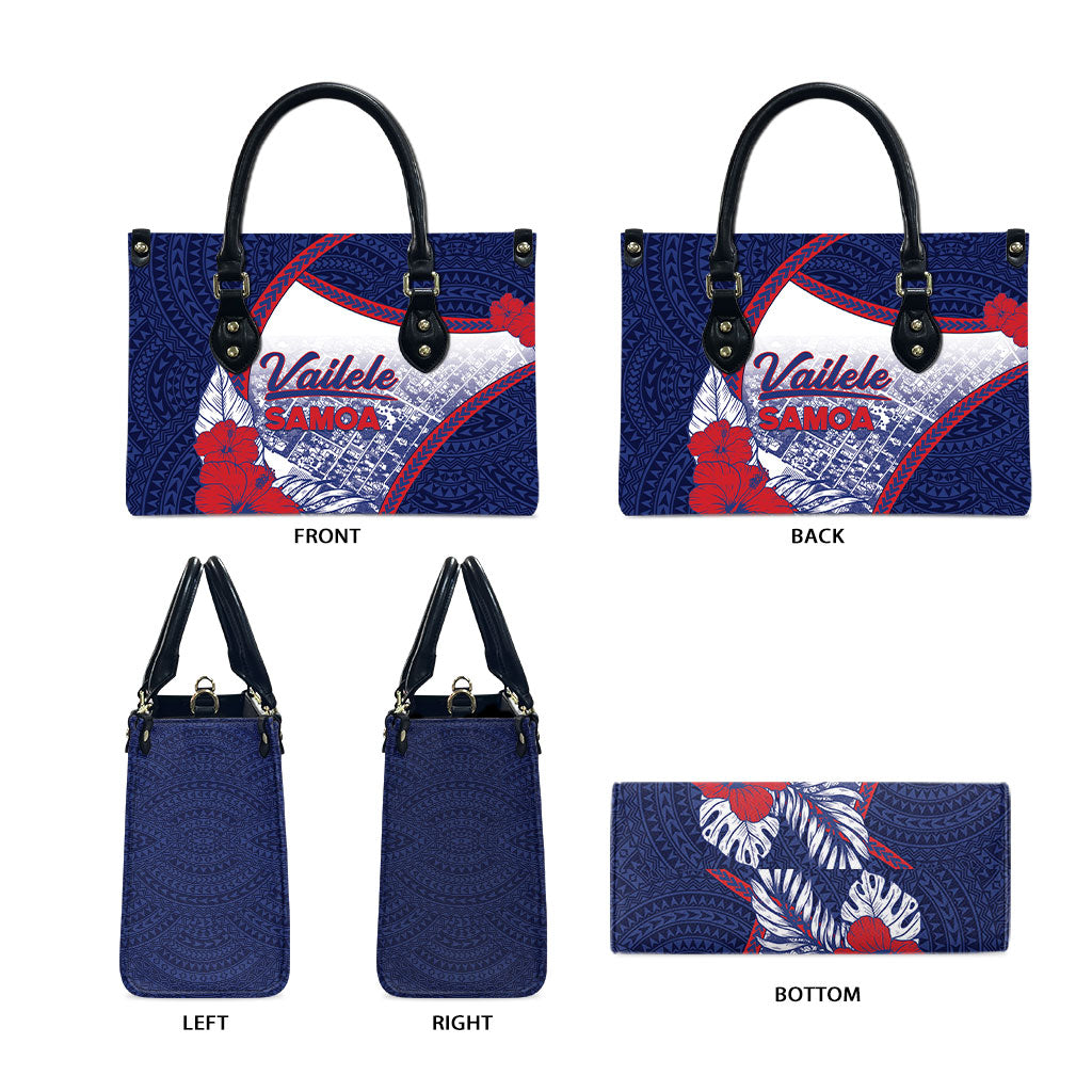 Vailele Samoa Village Leather Bag Map Polynesian Tribal Hibiscus Floral DT05 - Polynesian Pride