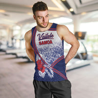 Personalised Vailele Samoa Village Men Tank Top Map Polynesian Tribal Hibiscus Floral DT05 Navy - Polynesian Pride