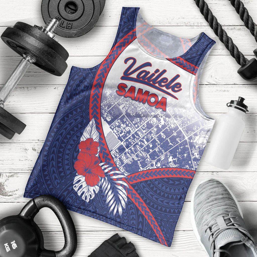 Personalised Vailele Samoa Village Men Tank Top Map Polynesian Tribal Hibiscus Floral DT05 - Polynesian Pride