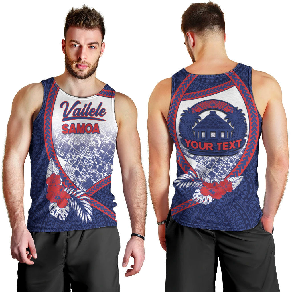 Personalised Vailele Samoa Village Men Tank Top Map Polynesian Tribal Hibiscus Floral DT05 - Polynesian Pride