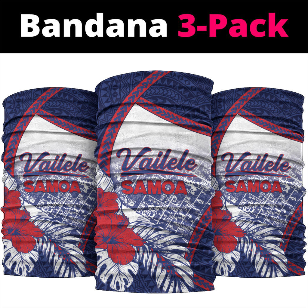 Vailele Samoa Village Neck Gaiter Map Polynesian Tribal Hibiscus Floral DT05 package One Size: 25*50cm Navy - Polynesian Pride