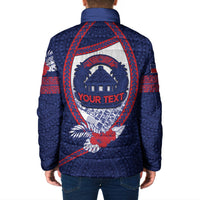 Personalised Vailele Samoa Village Padded Jacket Map Polynesian Tribal Hibiscus Floral DT05 - Polynesian Pride