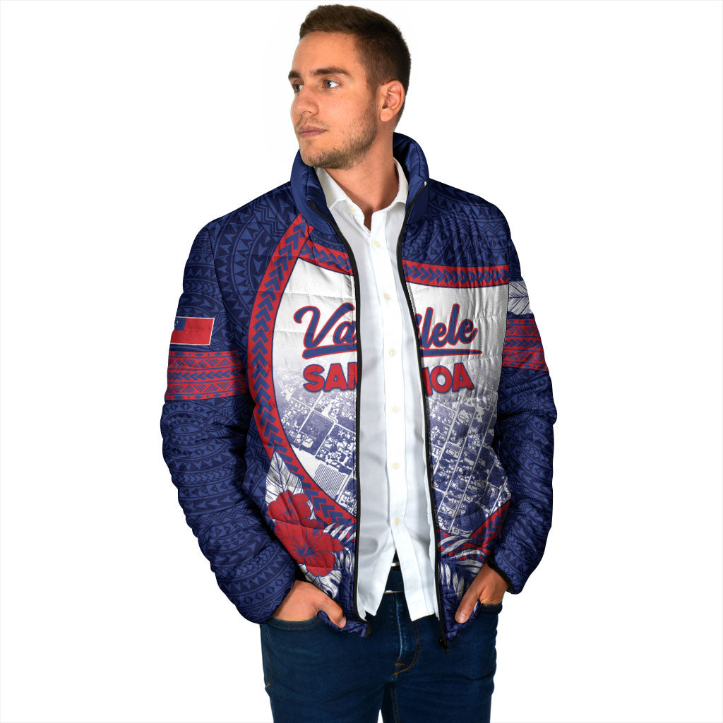 Personalised Vailele Samoa Village Padded Jacket Map Polynesian Tribal Hibiscus Floral DT05 - Polynesian Pride