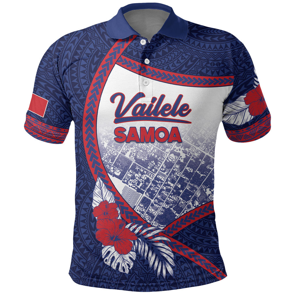 Personalised Vailele Samoa Village Polo Shirt Map Polynesian Tribal Hibiscus Floral