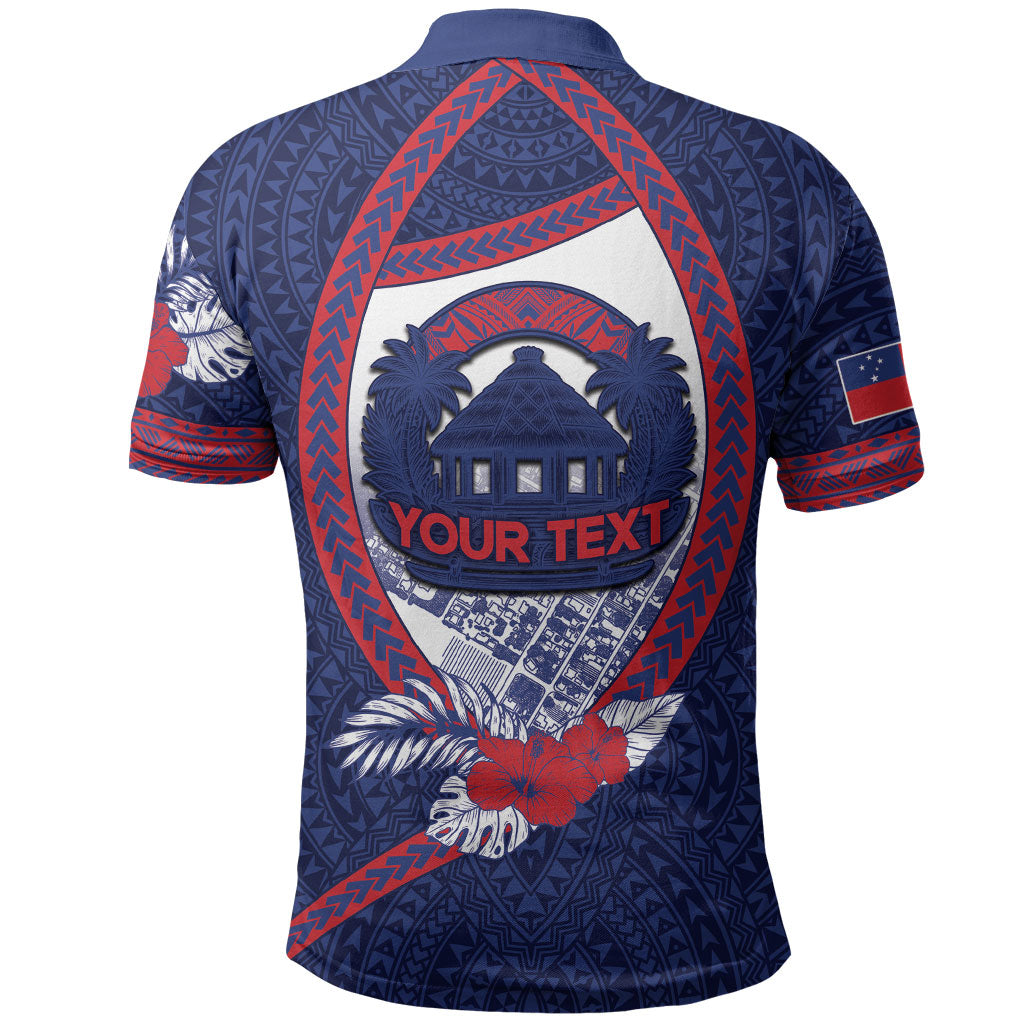 Personalised Vailele Samoa Village Polo Shirt Map Polynesian Tribal Hibiscus Floral