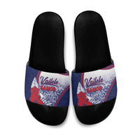 Vailele Samoa Village Slide Sandals Map Polynesian Tribal Hibiscus Floral