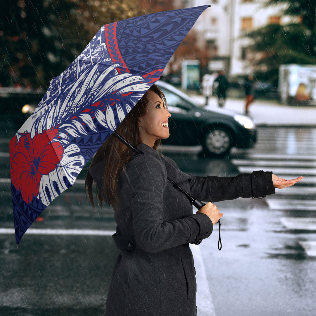 Vailele Samoa Village Umbrella Map Polynesian Tribal Hibiscus Floral