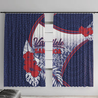 Vailele Samoa Village Window Curtain Map Polynesian Tribal Hibiscus Floral